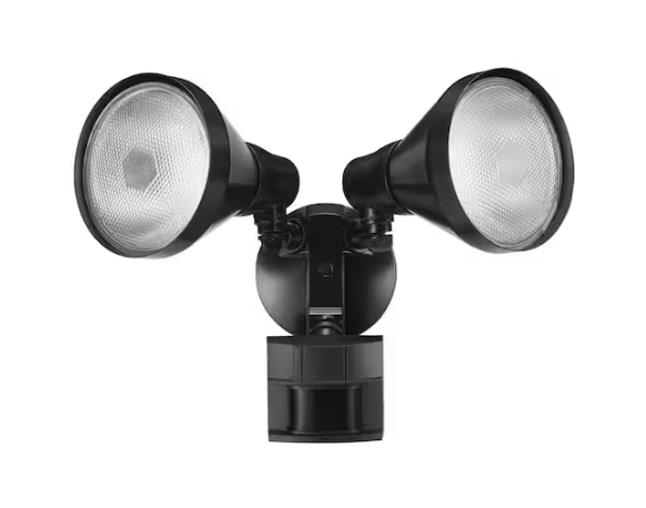 Defiant PAR 180 Degree Black Motion Sensor Wired Outdoor 2-Head Dusk-to-Dawn Security Flood Light