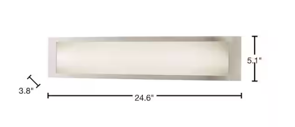 Hampton Bay Woodbury 24.6 in. 1-Light Brushed Nickel Integrated LED Bathroom Vanity Light Bar with Frosted Acrylic Shade