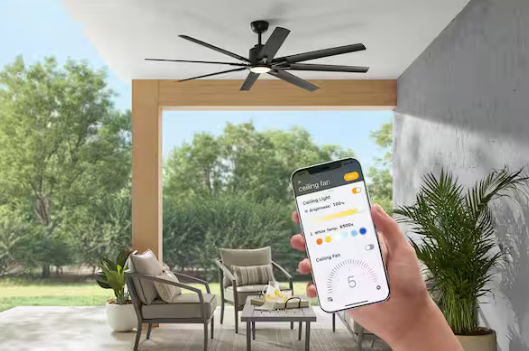 Home Decorators Collection Kensgrove II 72 in. Smart Indoor/Outdoor Matte Black Ceiling Fan with Remote Included Powered by Hubspace