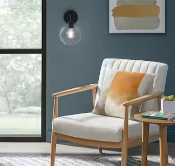 Hampton Bay Vista Heights 8 in. 1-Light Matte Black Vanity Light