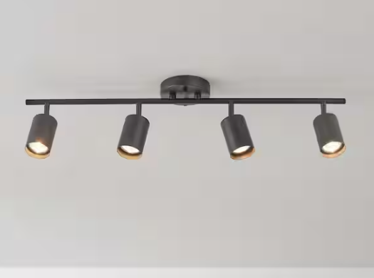 Globe Electric 2.5 ft. 4-Light Matte Black Fixed Track Lighting Kit