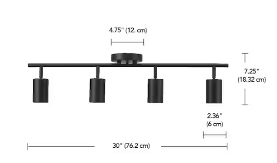 Globe Electric 2.5 ft. 4-Light Matte Black Fixed Track Lighting Kit