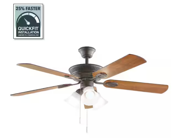 Hampton Bay Glendale III 52 in. LED Indoor Oil Rubbed Bronze Ceiling Fan with Light and Pull Chains