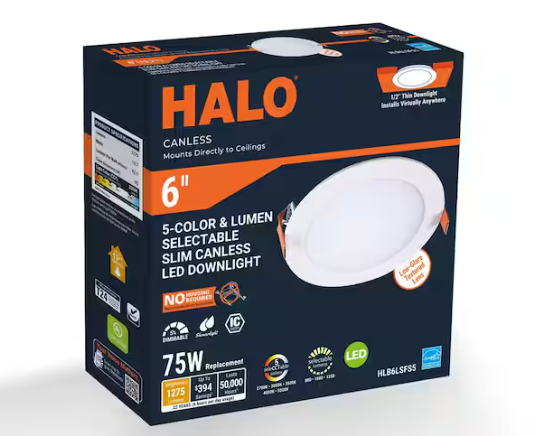 HALO 6 in. Selectable CCT for Use in New Construction, Remodel and Retrofit Installation, Integrated LED Downlight