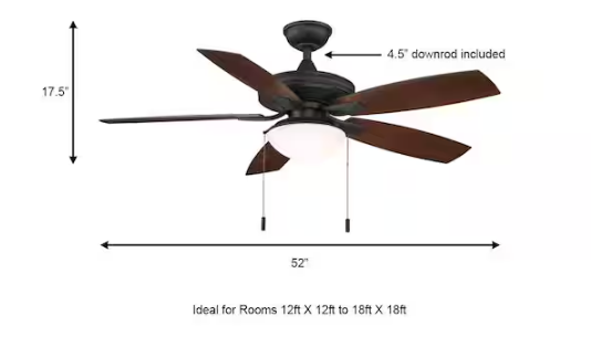 Hampton Bay Gazebo III 52 in. Indoor/Outdoor Wet Rated Natural Iron Ceiling Fan with LED Bulbs Included