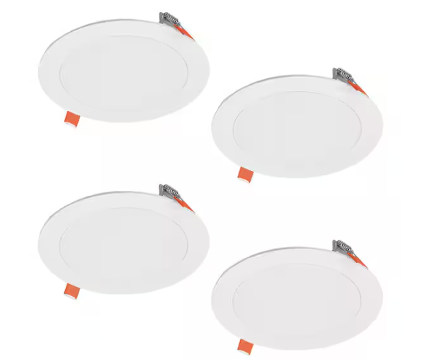 HALO HLBSL6 6 in. Adjustable CCT Canless IC Rated Dimmable Indoor Integrated LED Recessed Light Kit (4-Pack)