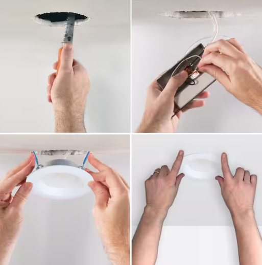 HALO LTB 4 in. Selectable CCT (3000K-5000K) Integrated LED, White Recessed Light, Dimmable Retrofit Trim