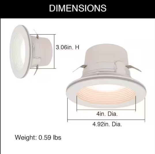 Commercial Electric 4 in. Adjustable CCT Retrofit Integrated LED Recessed Downlight Trim with Night Light 625LM Kitchen Lighting Dimmable