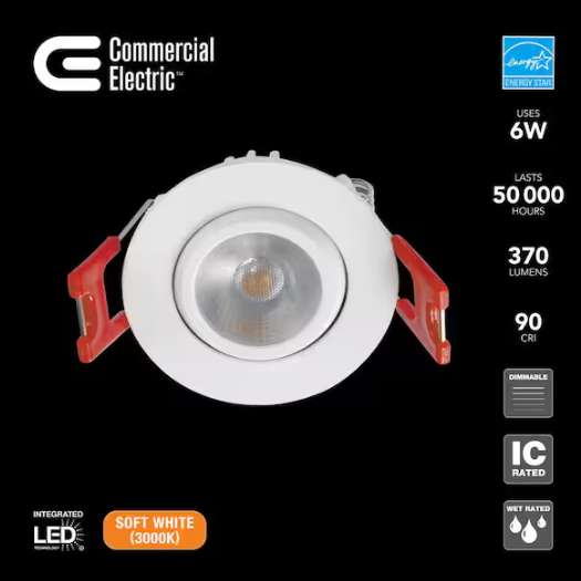 Commercial Electric Specialty Elite 2 in. LED Gimble Canless Recessed Light, Adjustable CCT