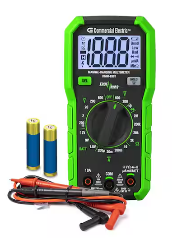 Commercial Electric 600-Volt True RMS Manual-Ranging Digital Multimeter