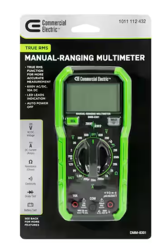 Commercial Electric 600-Volt True RMS Manual-Ranging Digital Multimeter