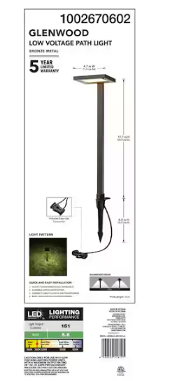 Hampton Bay Glenwood 151 Lumen Oil Rubbed Bronze Integrated LED Low Voltage Outdoor Landscape Path Light