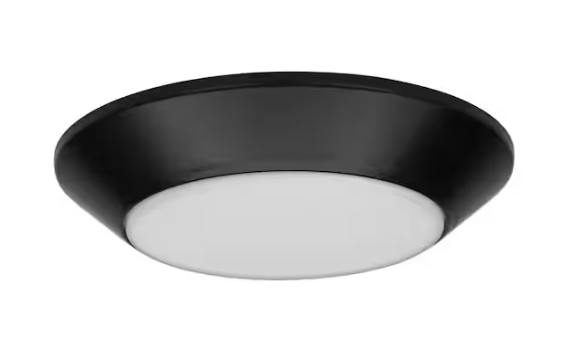 Commercial Electric 8 in. Twist Lift Round LED Flush Mount with Night Light and Extra Black Trim 800 Lumens Adjustable CCT