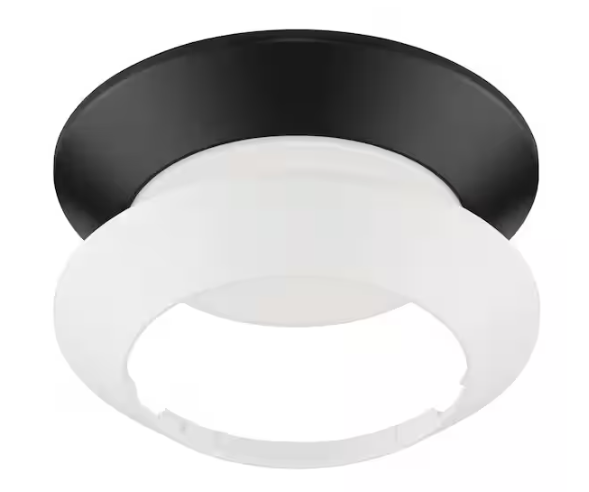 Commercial Electric 8 in. Twist Lift Round LED Flush Mount with Night Light and Extra Black Trim 800 Lumens Adjustable CCT