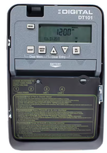 Intermatic DT Series 1-Circuit 20 Amp 24 Hour Indoor Surface Mount Timer with Battery Backup, Gray