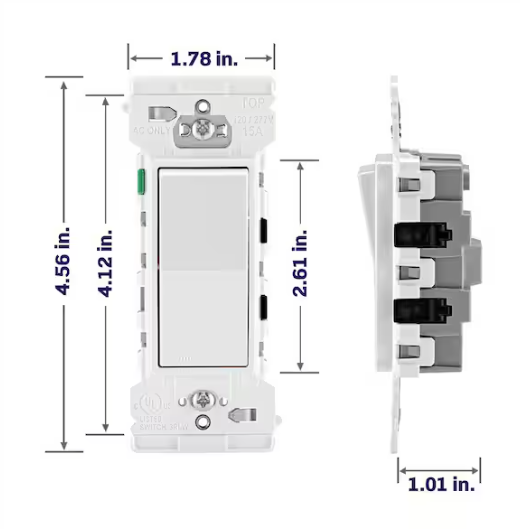 Leviton Decora Lever Edge Easy Install 15 Amp 120/277-Volt Single Pole Switch, White (10-Pack) E5601-MW