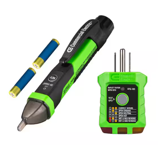 Commercial Electric Digital Non-Contact Voltage and GFCI Receptacle Tester Kit