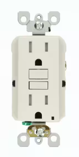 Leviton 15 Amp 125-Volt Duplex SmarTest Self-Test SmartlockPro Tamper Resistant GFCI Outlet, Light Almond GFTR1-KT