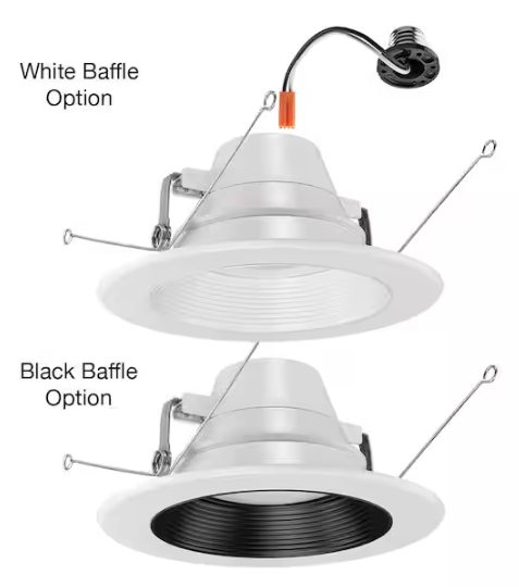 Commercial Electric 6 in. 30 Lighting Options Integrated LED Recessed Light Trim Adjustable CCT New Construction Remodel Indoor Wet Rated