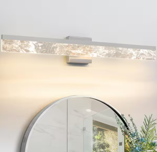 KAISITE 32 in. 1-Light Brushed Nickel LED Vanity Light Bar Wall Sconce Bathroom Light Fixture Over Mirror with 3000K Warm Light