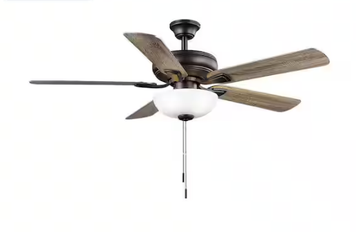 Hampton Bay Rothley II 52 in. Indoor LED Matte Black Ceiling Fan with Light, Reversible Motor and Reversible Blades Included