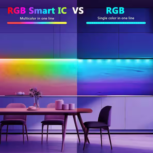 BIBIVIS 32.8 ft. Hardwired RGB Smart IC COB Integrated LED Strip Light, High Density Uniform Tape Light for Bedroom Holiday
