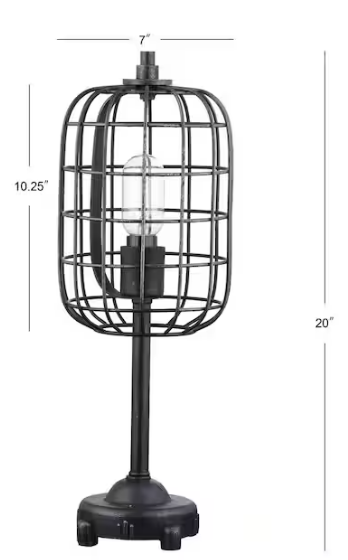 JONATHAN Y Odette 20 in. Black/Silver Industrial Metal Table Lamp