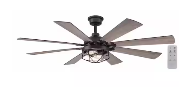 Hampton Bay Southbourne 60 in. LED Indoor Matte Black Ceiling Fan with Light and Remote Control Included