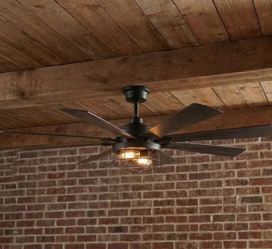 Hampton Bay Southbourne 60 in. LED Indoor Matte Black Ceiling Fan with Light and Remote Control Included