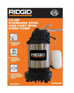 RIDGID 1/3 HP Stainless Steel Dual Suction Submersible Sump Pump