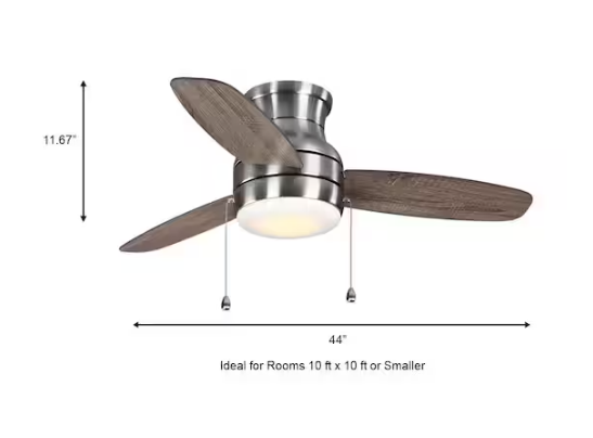 Home Decorators Collection Ashby Park 44 in. White Color Changing Integrated LED Brushed Nickel Ceiling Fan with Light Kit and 3 Reversible Blades