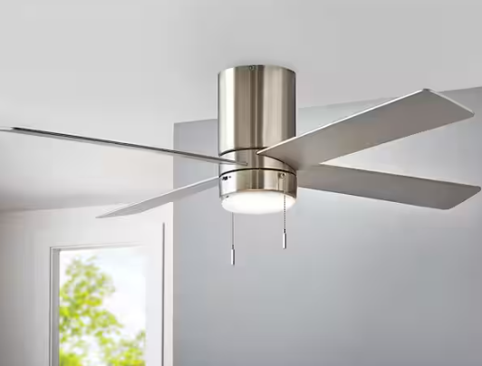 Hampton Bay Scenic 52 in. Integrated LED Indoor Brushed Nickel Hugger Ceiling Fan with Reversible Motor & Reversible Blades Included