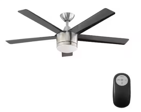 Home Decorators Collection Merwry 52 in. Integrated LED Indoor Brushed Nickel Ceiling Fan with Light Kit and Remote Control