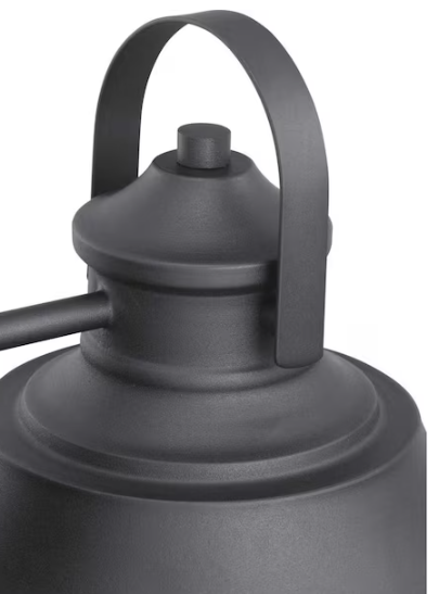 Progress Lighting Lakelynn 1-Light 12 in. Textured Black Outdoor Wall Lantern with Clear Seeded Glass