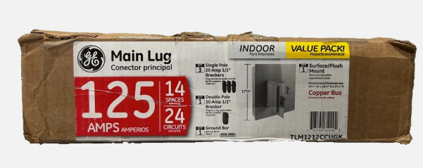 GE TLM1212CCUGK Indoor Surface Mount Main Lug 125A 14-Spaces 24-Circuits