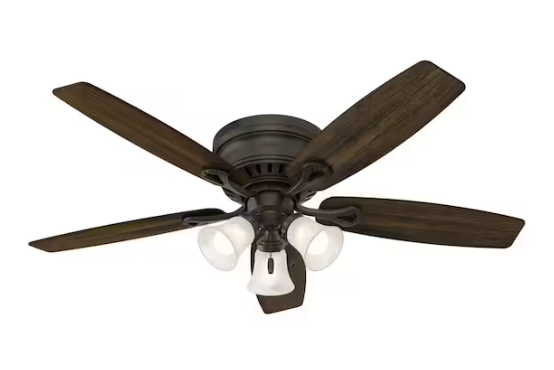 Hunter Oakhurst 52 in. LED Indoor Low Profile New Bronze Ceiling Fan with Light Kit