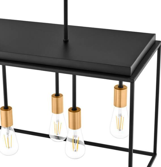 Home Decorators Collection Rollins 6-Light Black and Brass 2-Tone Cage Pendant Light
