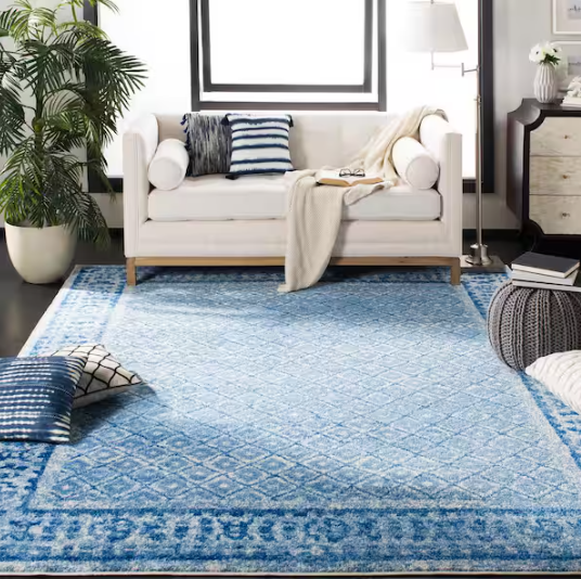 SAFAVIEH Adirondack Silver/Blue 8 ft. x 8 ft. Square Border Area Rug