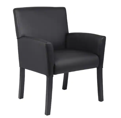 BOSS Office Products Designer Guest Chair Black Vinyl Black Comfort Cushions