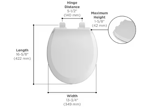 American Standard Cadet Round Antimicrobial Soft Close Toilet Seat in White