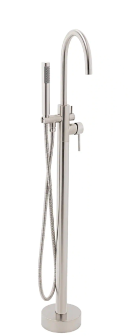 AKDY - 1-Handle Freestanding Floor Mount Tub Faucet Bathtub Filler with Hand Shower in Brush Nickel