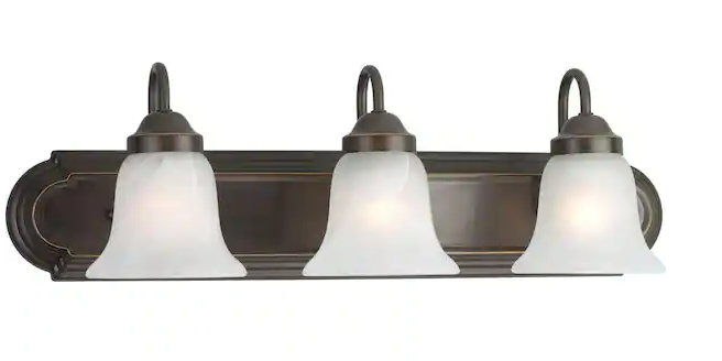 Solvang 24 in. 3-Light Antique Bronze Traditional Bathroom Vanity Light with Alabaster Glass