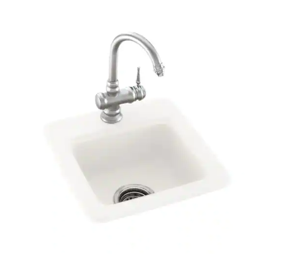 White Solid Surface 15 in. 1-Hole Dual Mount Bar Sink