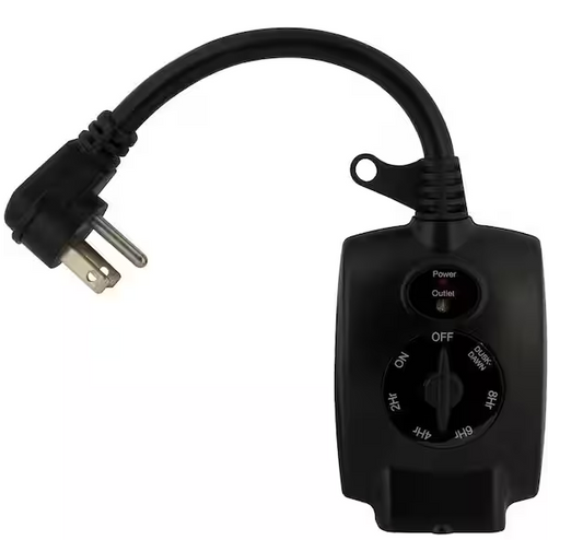 15 Amp 24-Hour Outdoor Plug-In Mechanical Dusk to Dawn Countdown Timer with Grounded Outlet