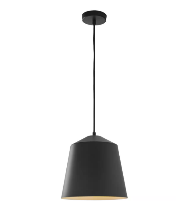 1-Light Black Metal Industrial Farmhouse Hanging Kitchen Pendant Light