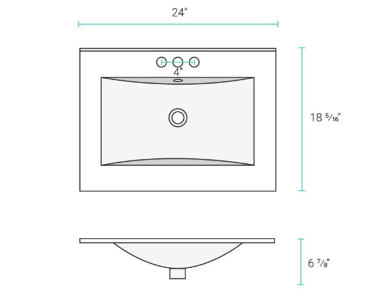 Swiss Madison - 24 in. Ceramic Vanity Top with 3-Faucet Holes with White Basin