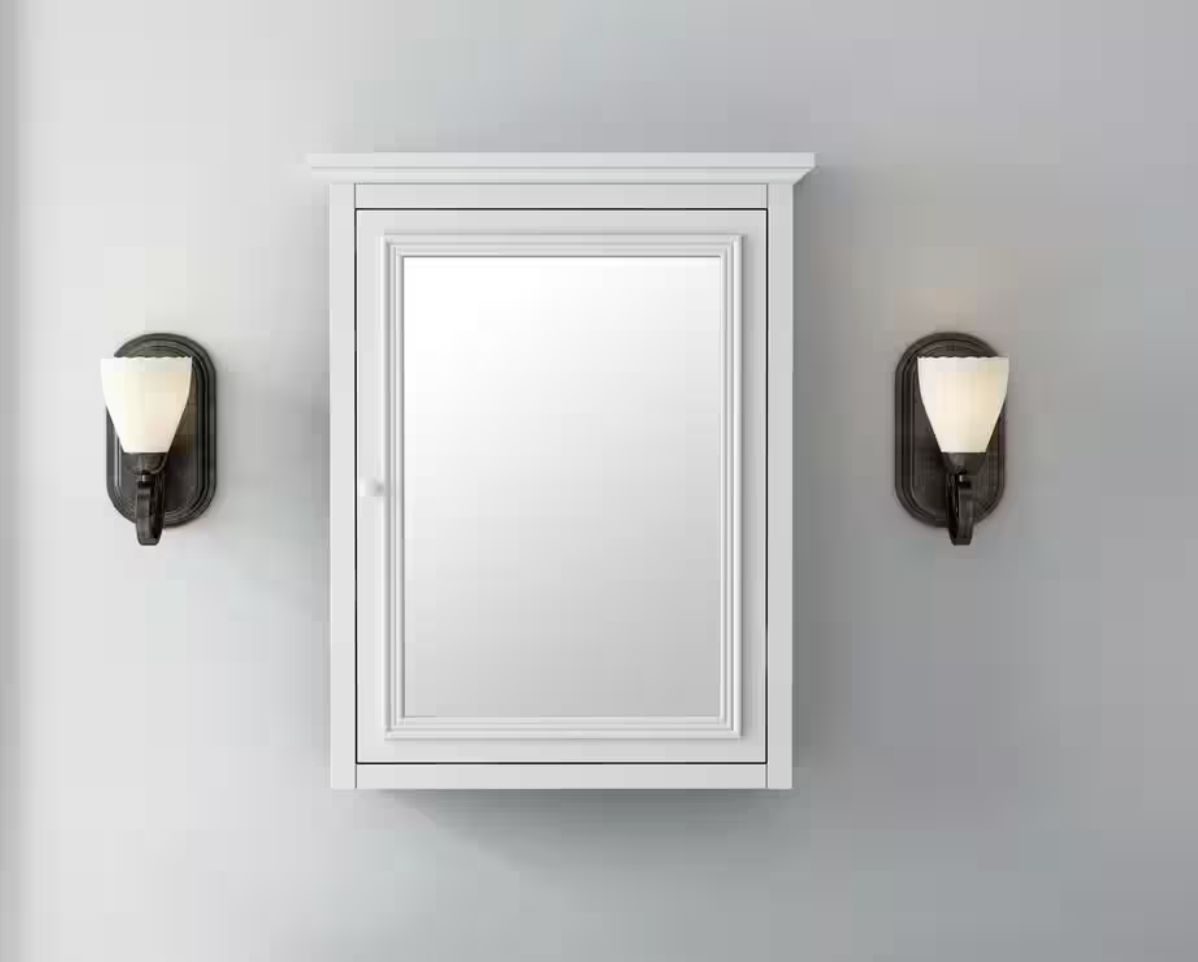 Fremont 24 in. W x 30 in. H Framed Rectangular Bathroom Vanity Mirror in White