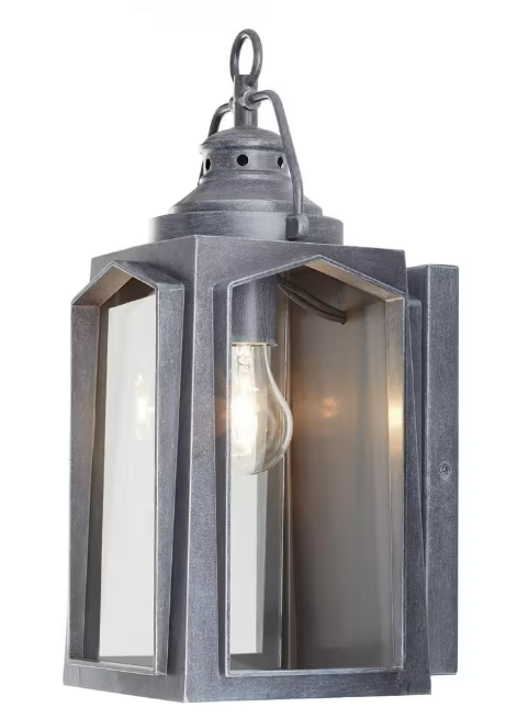 1-Light Charred Iron Outdoor Wall Lantern Sconce