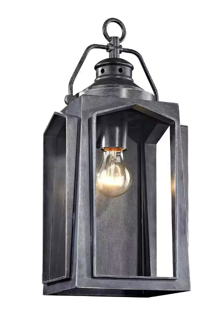 1-Light Charred Iron Outdoor Wall Lantern Sconce