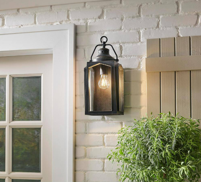 1-Light Charred Iron Outdoor Wall Lantern Sconce